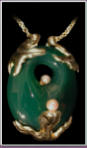 Skarabeus, Sterlingsilber vergoldet, Grünachat, Südseeperlen