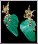 Serie Tautropfen, Ohringe, Stirlingsilber vergoldet, Malachit