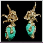 Sterlingsilber vergoldet, Malachit, Südseeperle 003