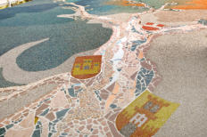 Terassengestaltung, Bruchmosaik mit Marmorsteinen, Natursteinteppich,         35m²- 2008
