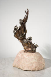 Baum Bronce, 12 Tierkreiszeichen in Silber 999 mit Brillant Augen, Sockel Sölker Marmor, Auflage 21Ex, 40 cm - 2004