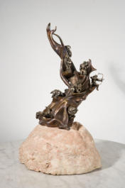 Baum Bronce, 12 Tierkreiszeichen in Silber 999 mit Brillant Augen, Sockel Sölker Marmor, Auflage 21Ex, 40 cm - 2004