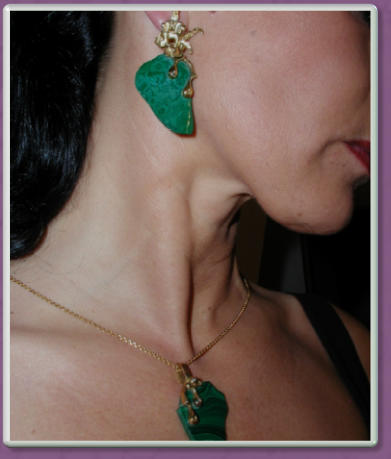 Sterlingsilber,vergoldet,Malachite