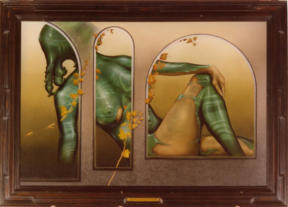 Öl und Muschelsand und Blattgold auf Holz, 130 x 90 -1980 