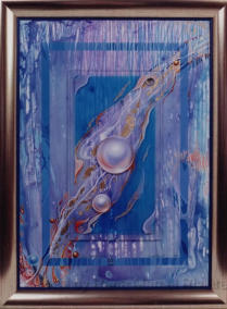 Unikat, Acrylfarbe, Acrylglas, Blattgold & Öl auf Holz. 52x72cm