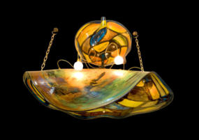 Prunkluster, Große Glasschale Joan Nemtoi, Kleine Glasschale Berger Neuglas, Design alle Monaten und Fertigstellung Rene Marcel Riviere 110 x 80 x 70 - 2007
