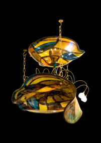 Prunkluster, Große Glasschale Joan Nemtoi, Kleine Glasschale Berger Neuglas, Design alle Monaten und Fertigstellung Rene Marcel Riviere 110 x 80 x 70 - 2007