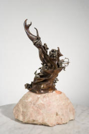 Baum Bronce, 12 Tierkreiszeichen in Silber 999 mit Brillant Augen, Sockel Sölker Marmor, Auflage 21Ex, 40 cm - 2004