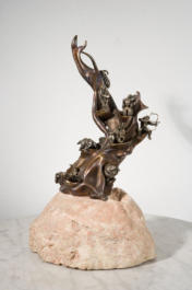 Baum Bronce, 12 Tierkreiszeichen in Silber 999 mit Brillant Augen, Sockel Sölker Marmor, Auflage 21Ex, 40 cm - 2004
