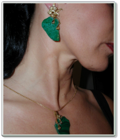 Sterlingsilber,vergoldet,Malachite